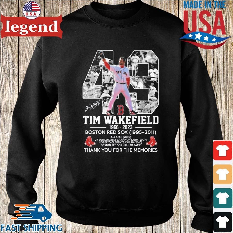 Quality Boston Red Sox 49 Tim Wakefield 1966-2023 Thank You For The  Memories Signature Unisex T-Shirt - Roostershirt