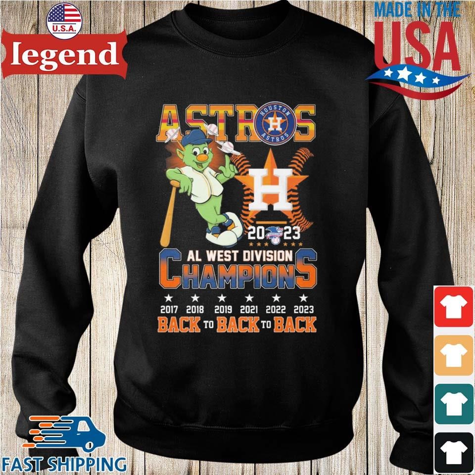 Houston Astros Mascot Back To Back To Back 2021 2022 2023 Al West Division  Champions Shirt, hoodie, sweater, long sleeve and tank top