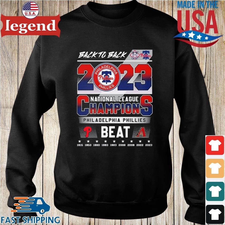 Back To Back National League Champions Philadelphia Phillies 2023 T-shirt,Sweater,  Hoodie, And Long Sleeved, Ladies, Tank Top