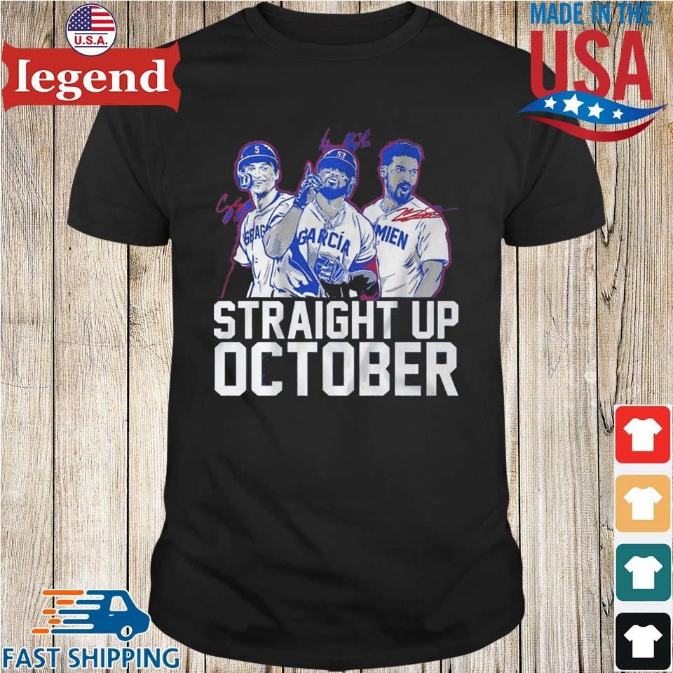 Corey Seager Marcus Semien and adolis Garcia Straight Up October Shirt