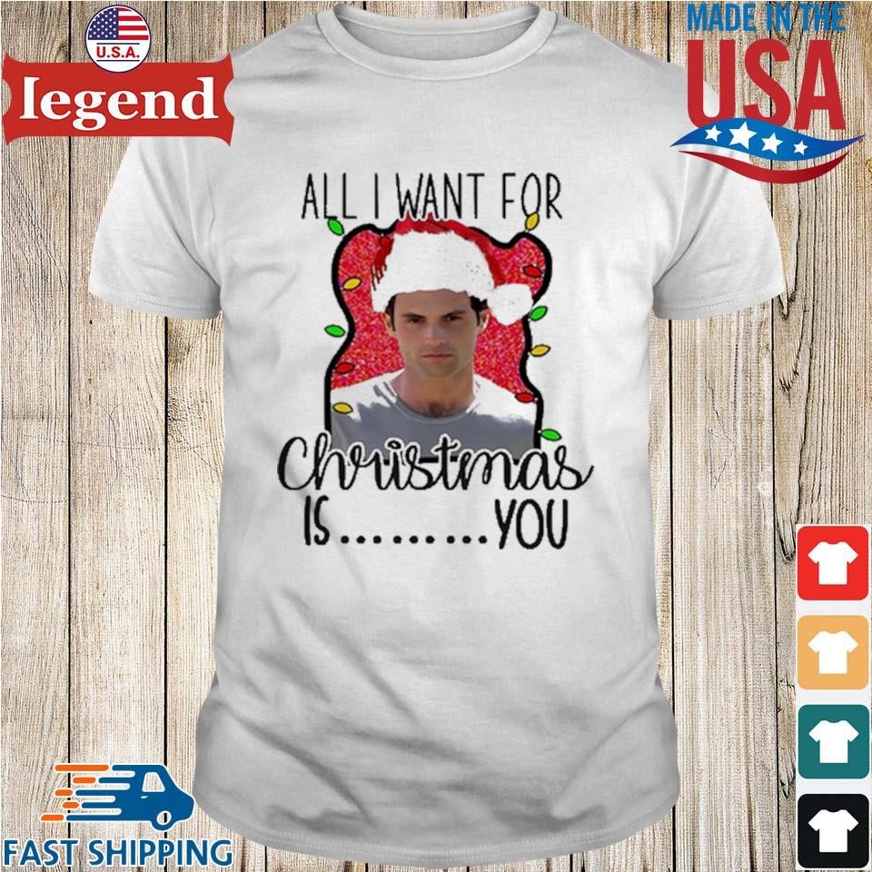Joe Goldberg Santa Hat All I Want For Christmas Is You Light T-shirt