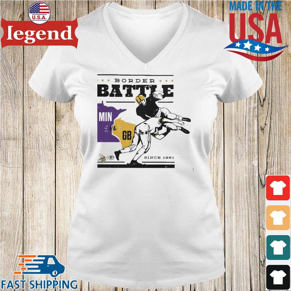 FANATICS Men's Fanatics Branded Minnesota Vikings vs. Green Bay Packers  Heather Gray Border Battle T-Shirt