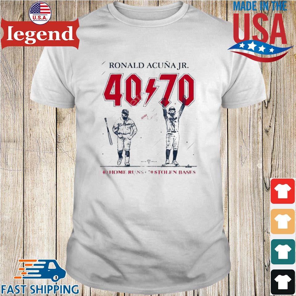 Rotowear Acuña: 40/70 Shirt | Ronald Acuña Jr. 40 Home Runs 70 Stolen Bases ATL 4XL