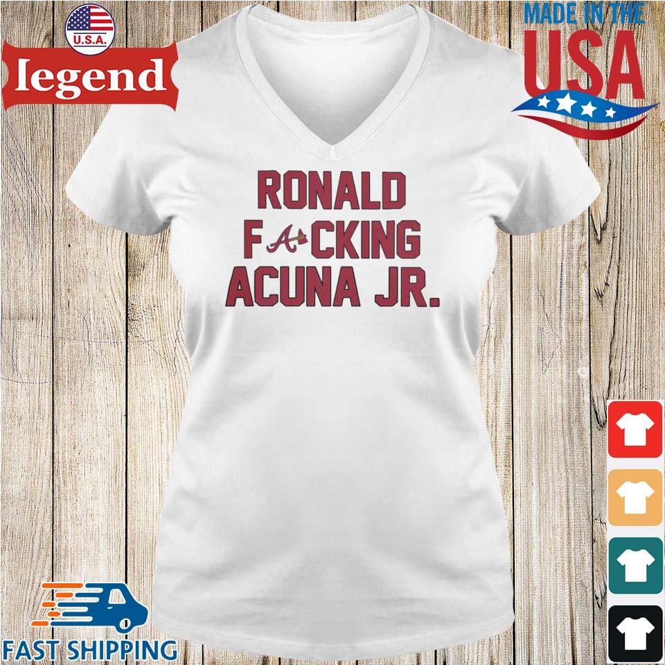 V-NECK Ronald Acuna Jr Atlanta Braves Acuna Logo Ladies T-shirt