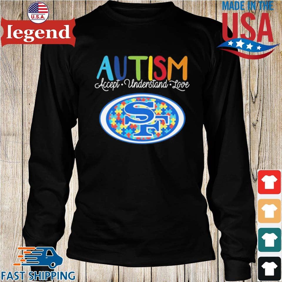 Custom Name And Number NFL San Francisco 49ers Special Autism Awareness  Design Hoodie - Torunstyle