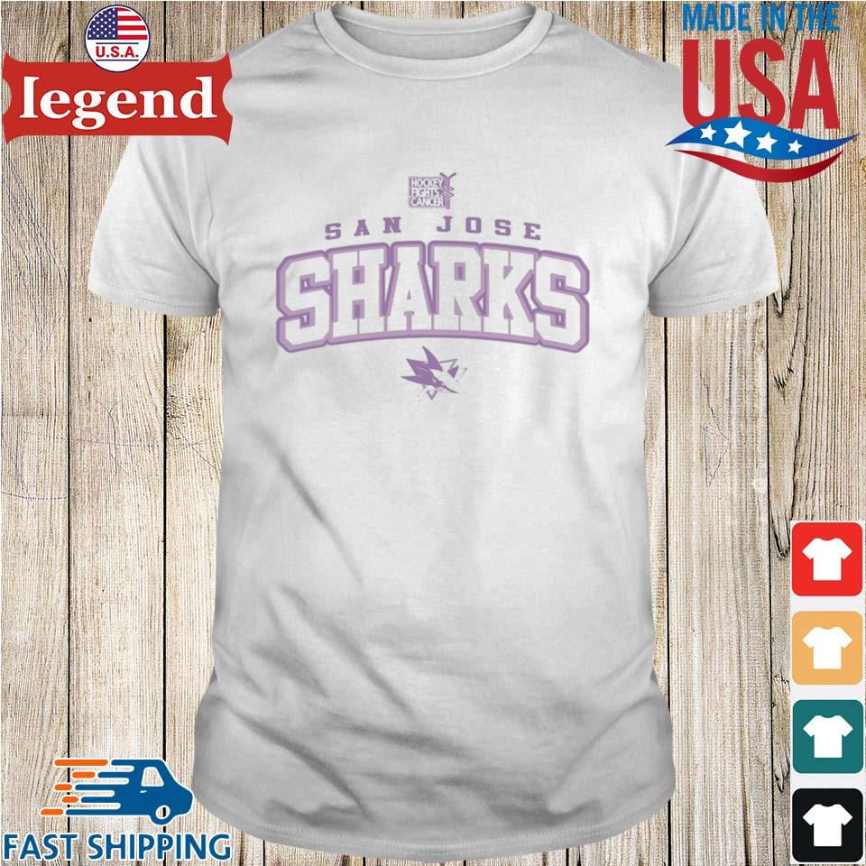 San Jose Sharks Hockey Fights Cancer 2021 Shirt Jersey Medium Purple SGA
