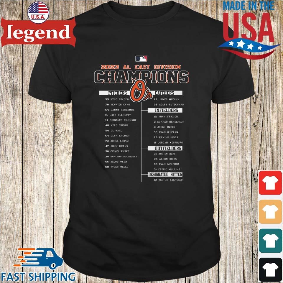 2023 Al East Division Champions Baltimore Orioles Player List T-shirt