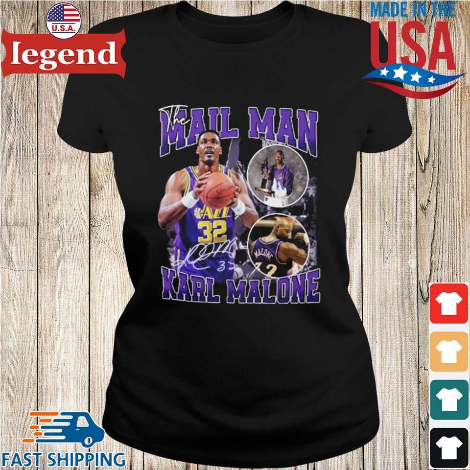 Karl Malone The Mailman Basketball Legend Signature Retro T shirt