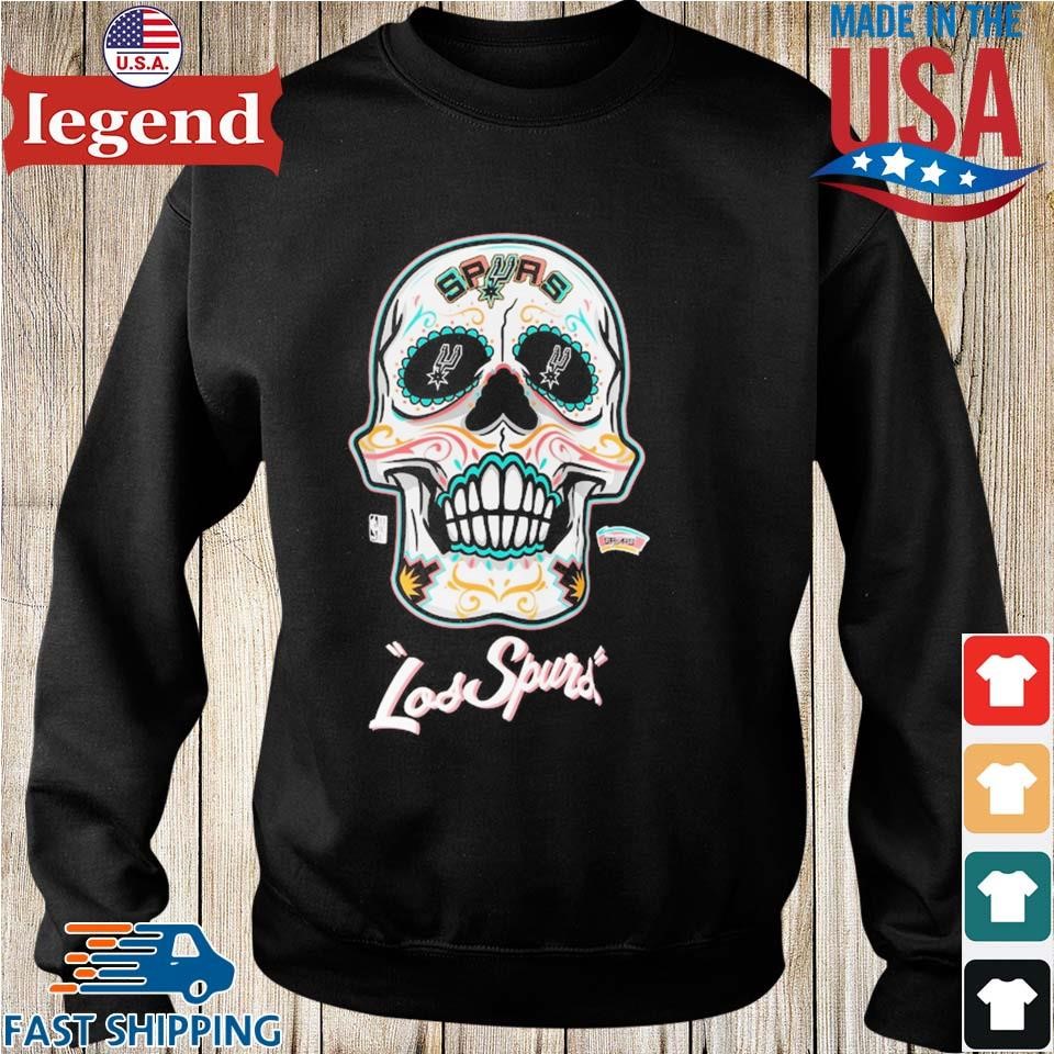 San Antonio Spurs Mitchell Ness Hardwood Classics Sugar Skull Hometown T shirt Sweater Hoodie And Long Sleeved Ladies Tank Top