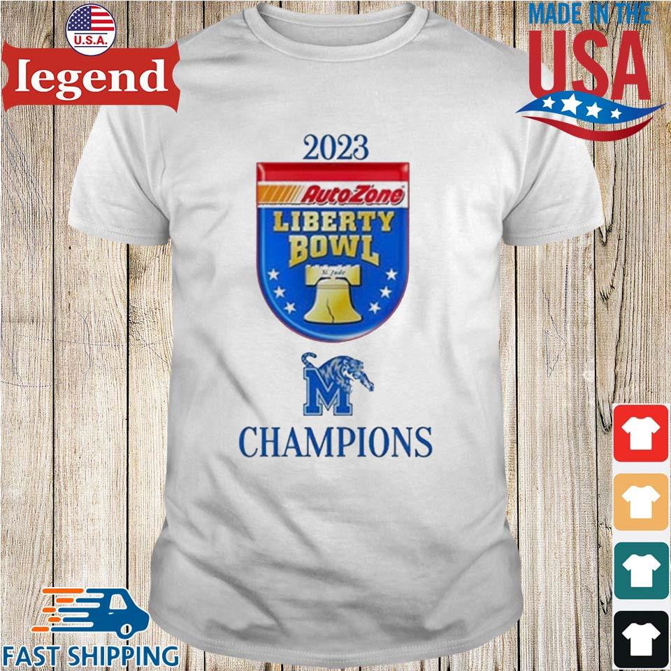 2023 Football Autozone Liberty Bowl Champions Memphis Tigers Logo T-shirt