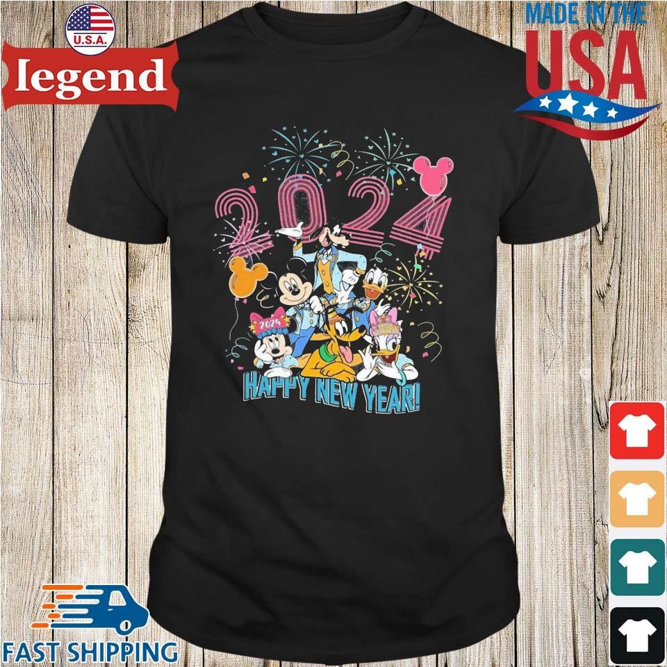 Cute Mickey And Friends Happy New Year Fireworks 2024 T-shirt,Sweater,  Hoodie, And Long Sleeved, Ladies, Tank Top