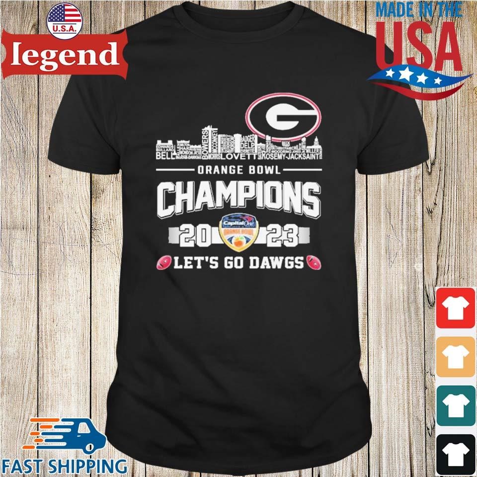 Georgia Bulldogs 2023 Orange Bowl Champions Team Roster Name Let’s Go Dawgs T-shirt