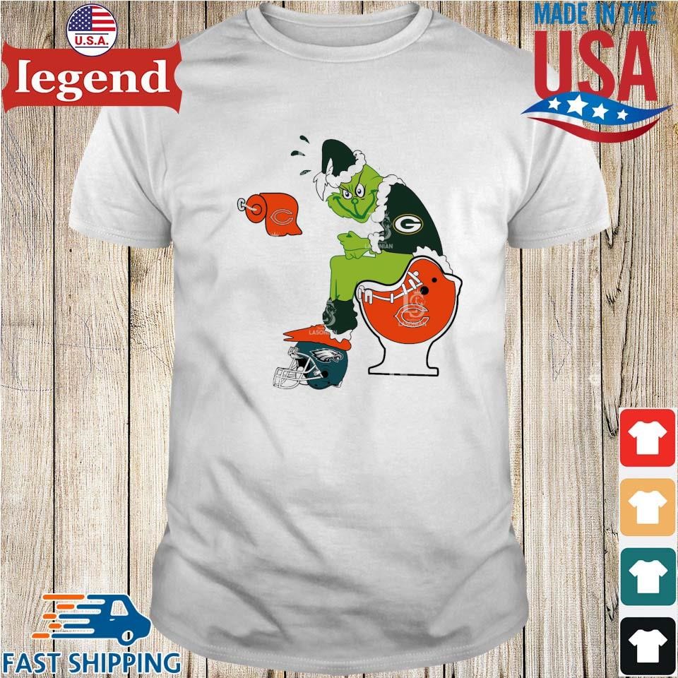 Santa Grinch Green Bay Packers Shit On Chicago Bears Toilet And