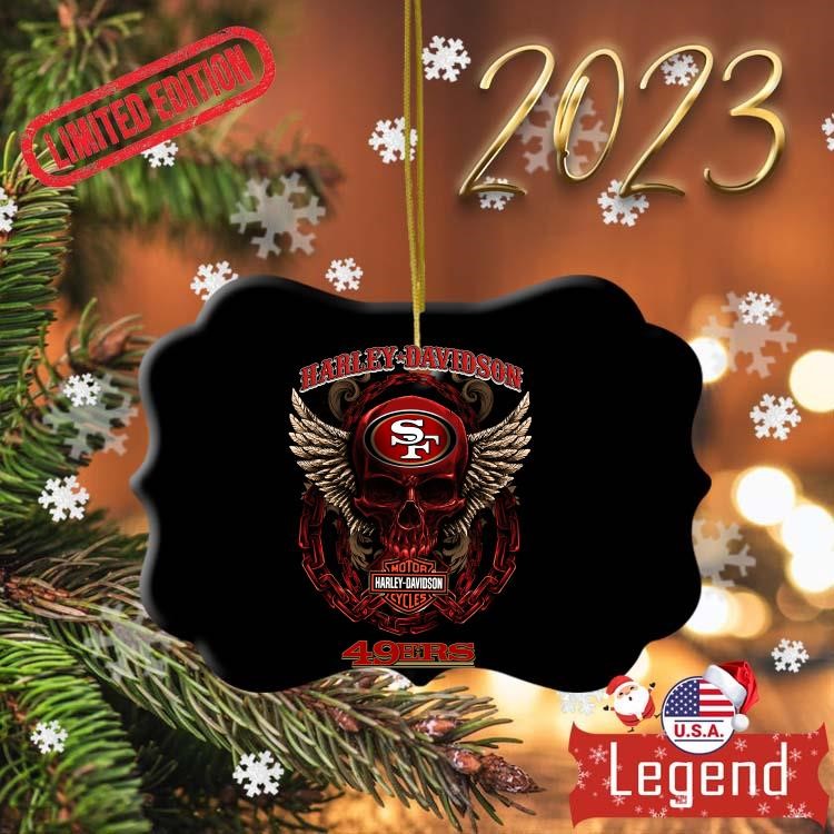 Skull Wings Harley-Davidson Motorcycles San Francisco 49ers NFL 2023  Ornament,Sweater, Hoodie, And Long Sleeved, Ladies, Tank Top