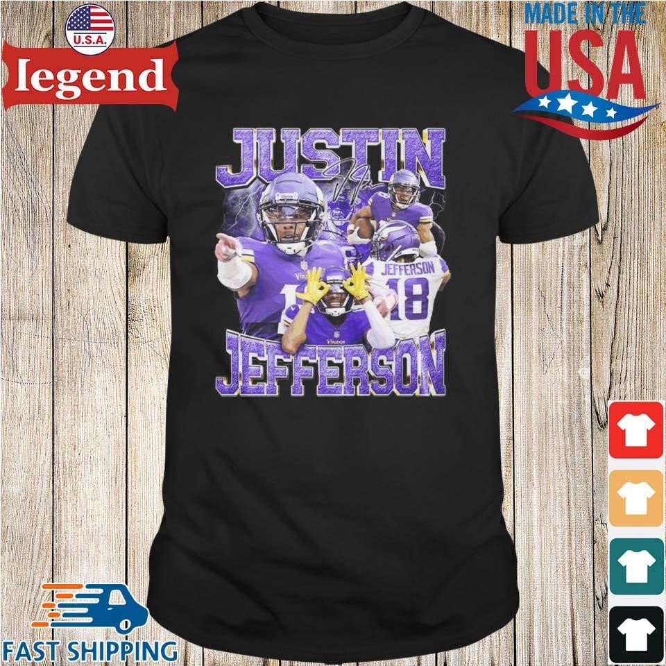Vintage 90s Justin Jefferson Minnesota Vikings Football Player Signatures T-shirt