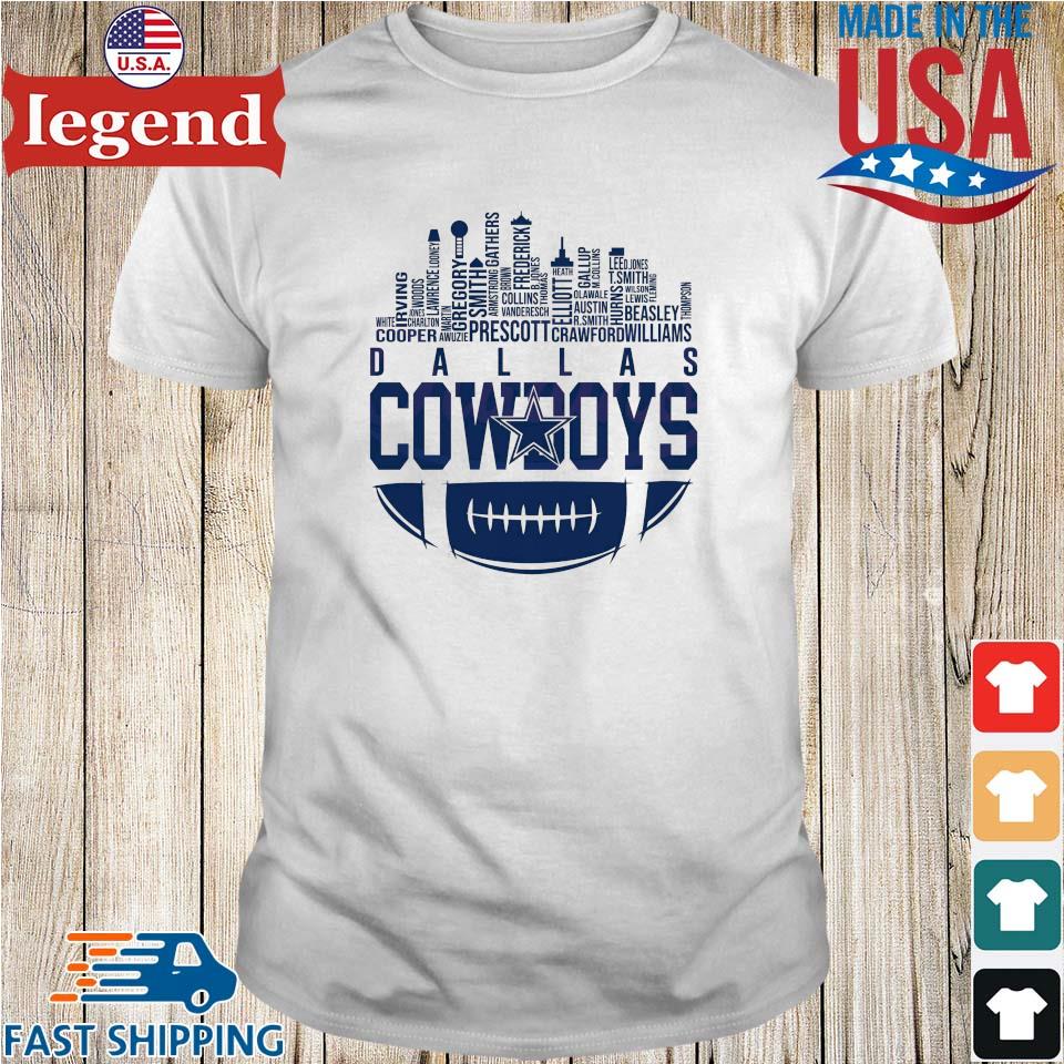 Dallas Cowboys Skyline Football Names Logo 2024 T-shirt