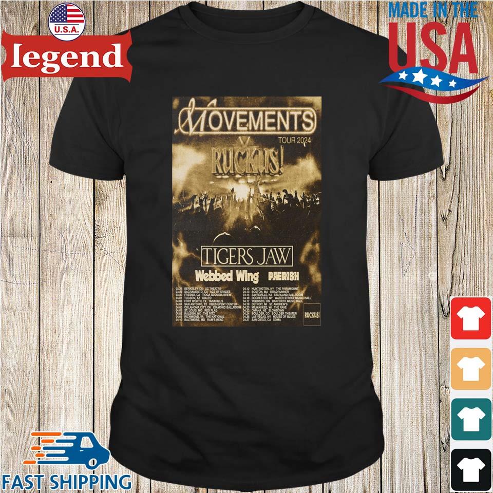 Movements Ruckus! Tour 2024 Tigers Jaw Webbed Wing Parrish Tshirt,Sweater, Hoodie, And Long