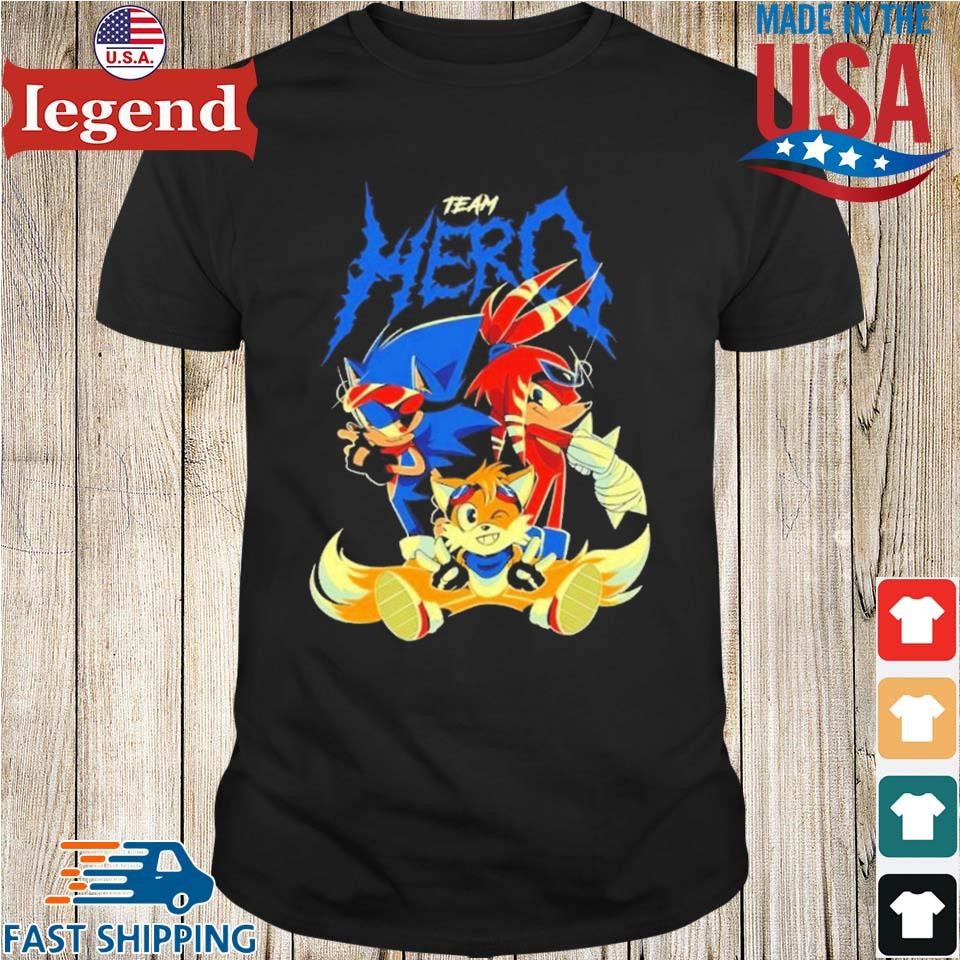 Sonic The Hedgehog Cartoon Team Hero Characters T-shirt