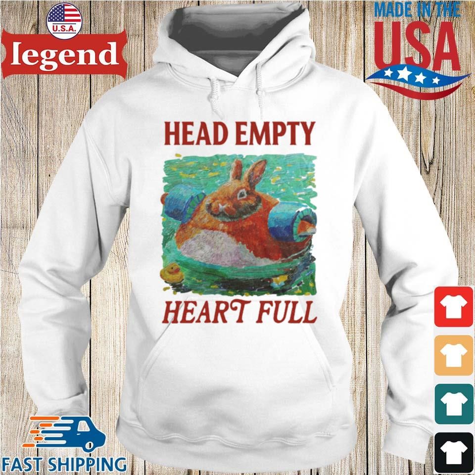 Head Empty Heart Full Bunny Hoodie trang-min