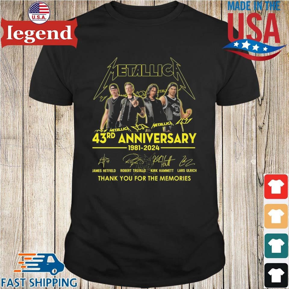 Original Metallica 43rd Anniversary 1981-2024 Thank You For The Memories Signatures Shirt