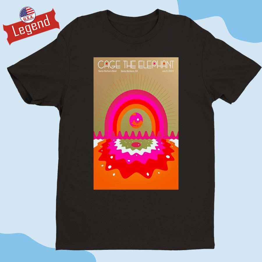 Cage The Elephant July 3 2024 Santa Barbara Bowl in Santa Barbara CA T-shirt