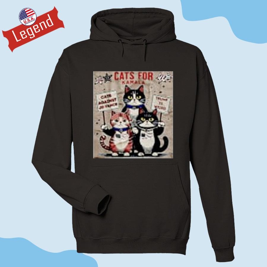 Cats For Kamala Harris Cats Against Jd Vance Trump Is Weird Hoodie 