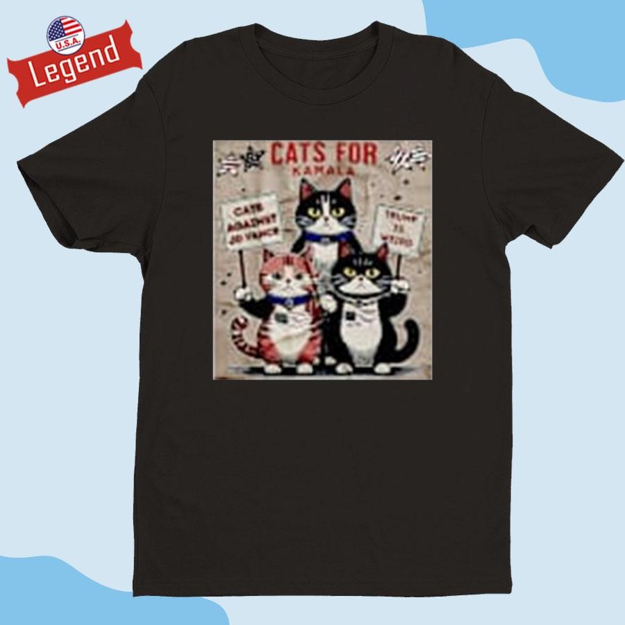 Cats For Kamala Harris Cats Against Jd Vance Trump Is Weird T-Shirts