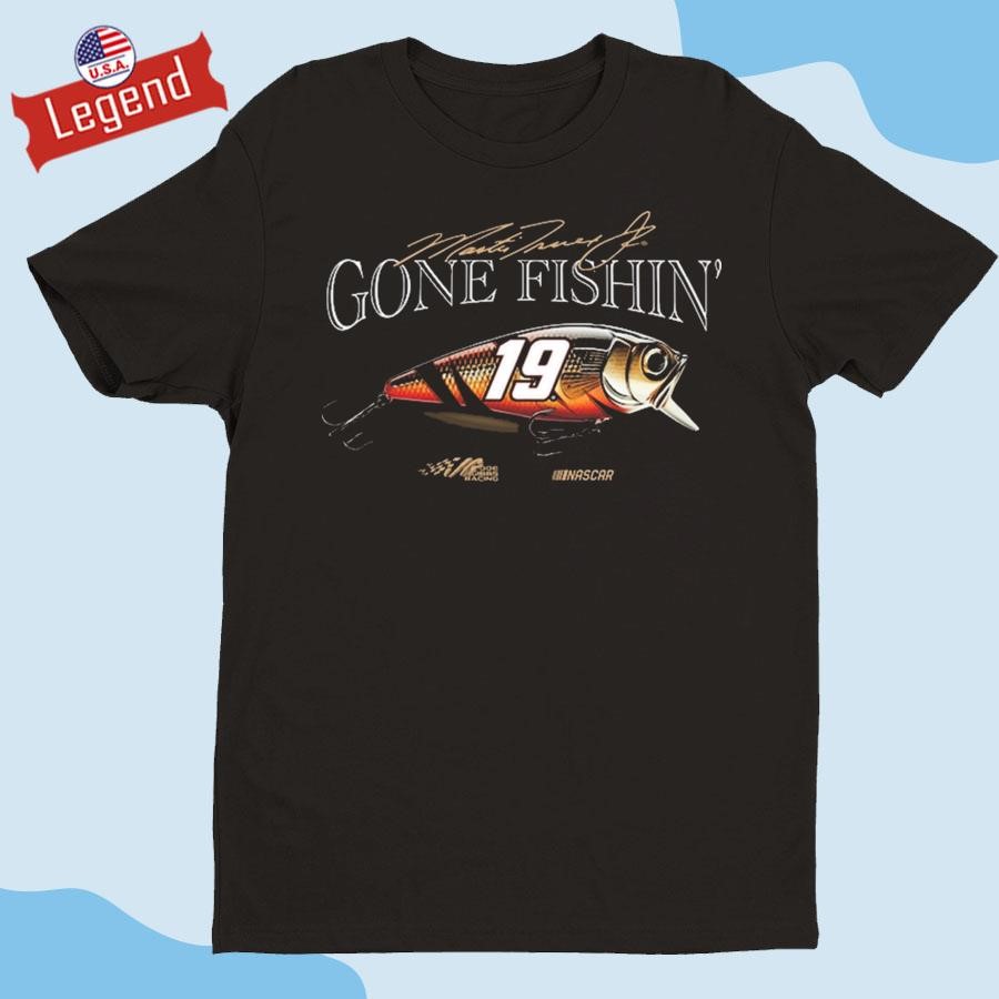 Original Martin Truex Jr Joe Gibbs Racing Team Collection Dark Gone Fishin' T-shirt