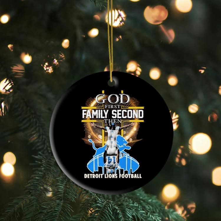 Amon-ra St. Brown x God First Family Second Then Detroit Lions Football Ornament