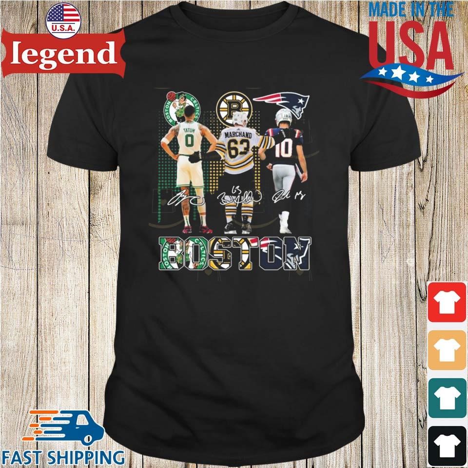 Boston Celtics x Boston Bruins x New England Patriots Signatures 2024 Shirt