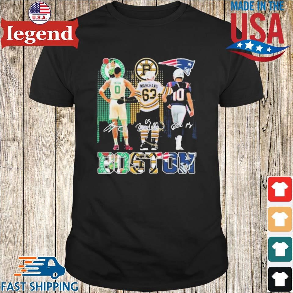 Boston Sports Teams Jayson Tatum Brad Marchand And Drake Maye Signatures Shirt