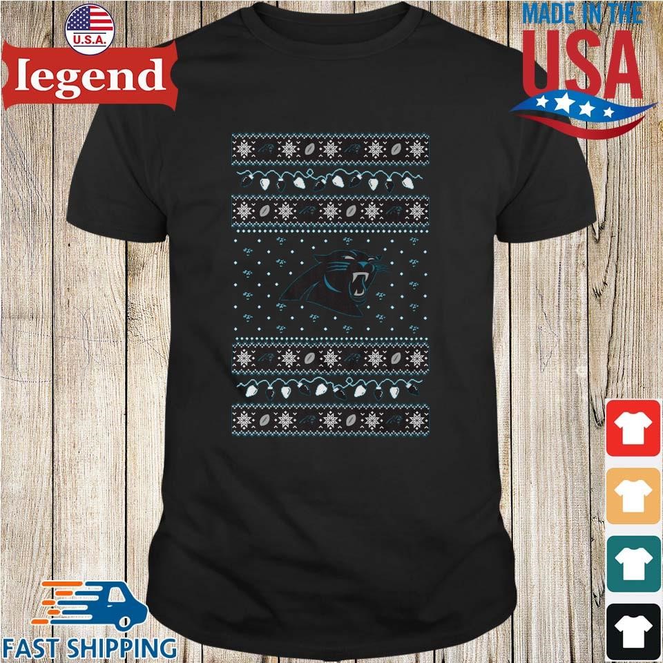 Carolina Panthers Holiday Lights Ugly 2024 Shirt