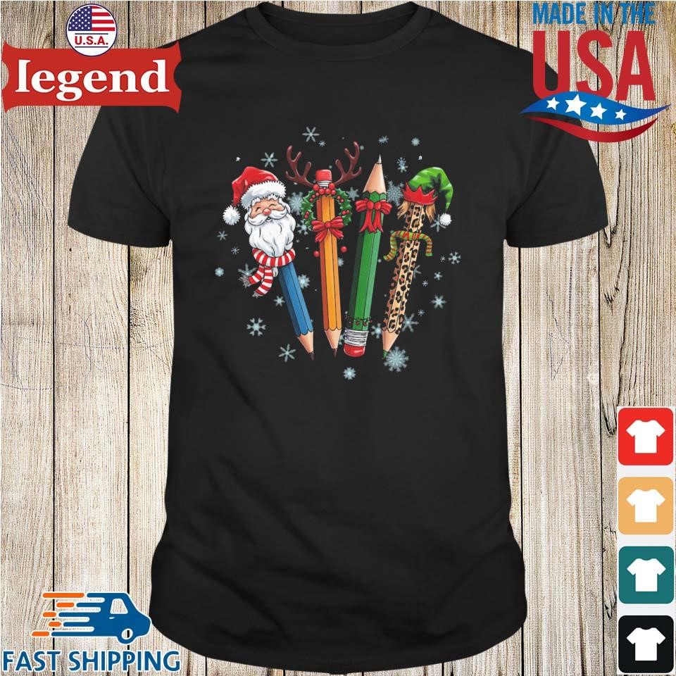 Christmas Pencil Santa and Reindeer Teacher Life Sweater