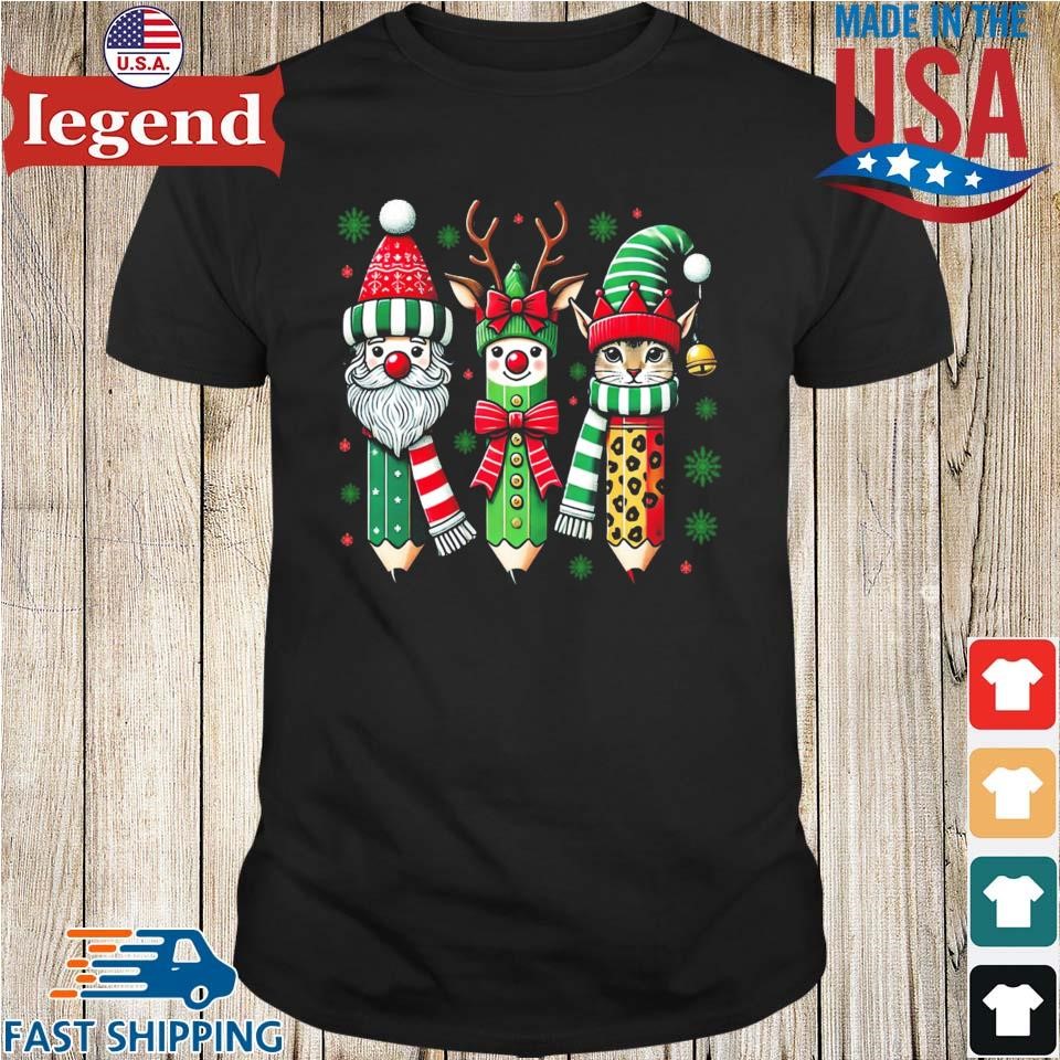 Christmas Teacher Life Pencil Santa And Reindeer Sweater