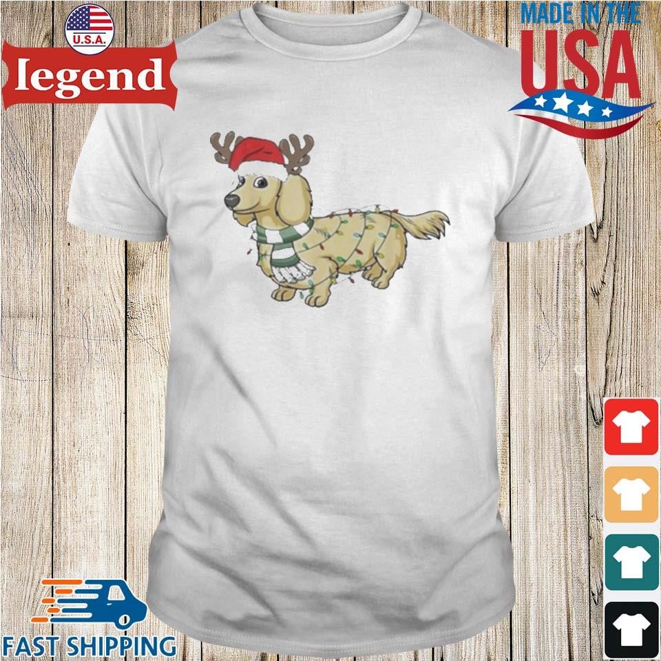 Cream Dachshund Reindeer Santa Dog Merry Christmas Shirt