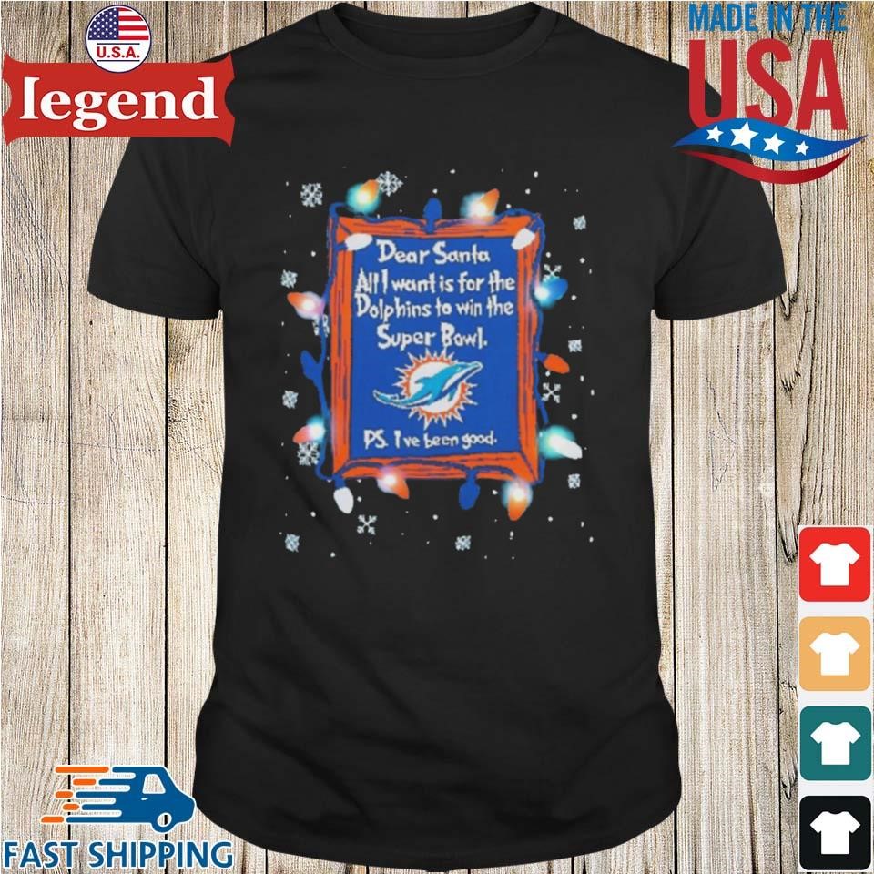 Dear Santa Miami Dolphins Christmas Lights Shirt