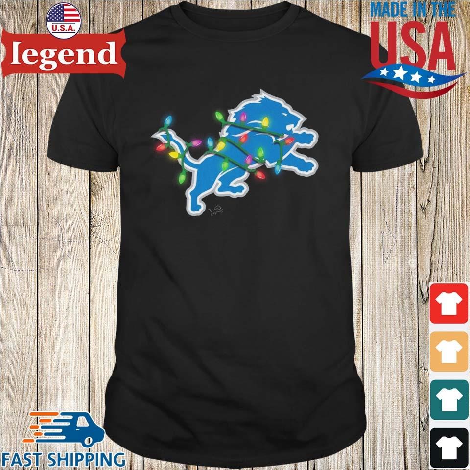 Detroit Lions Primary Logo Holiday Lights 2024 Shirt