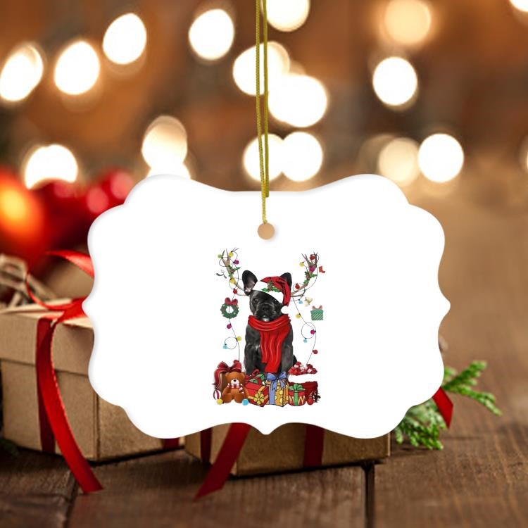 French Bulldog Reindeer Xmas Lights Merry Christmas Ornament Ornament Board