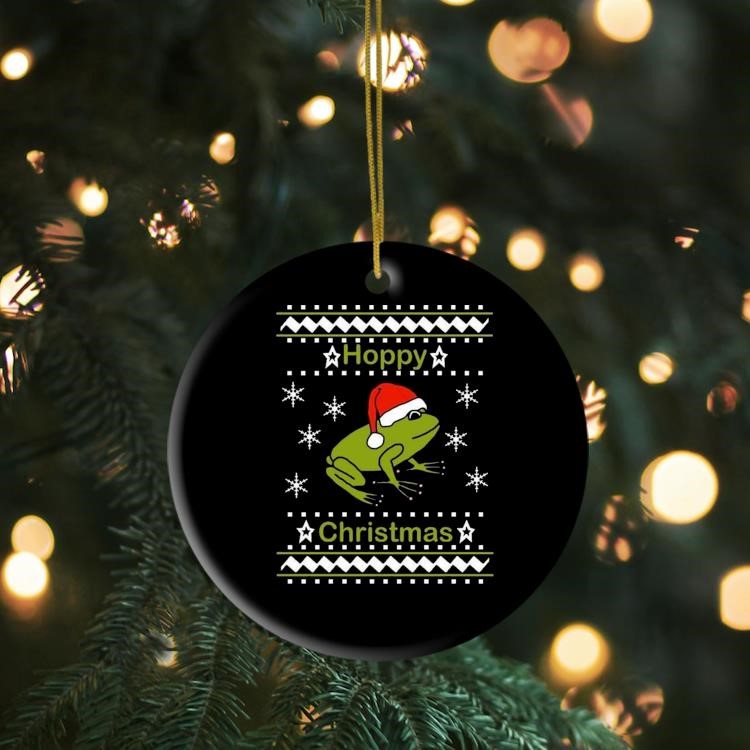 Frog Says Hoppy Christmas Ornament