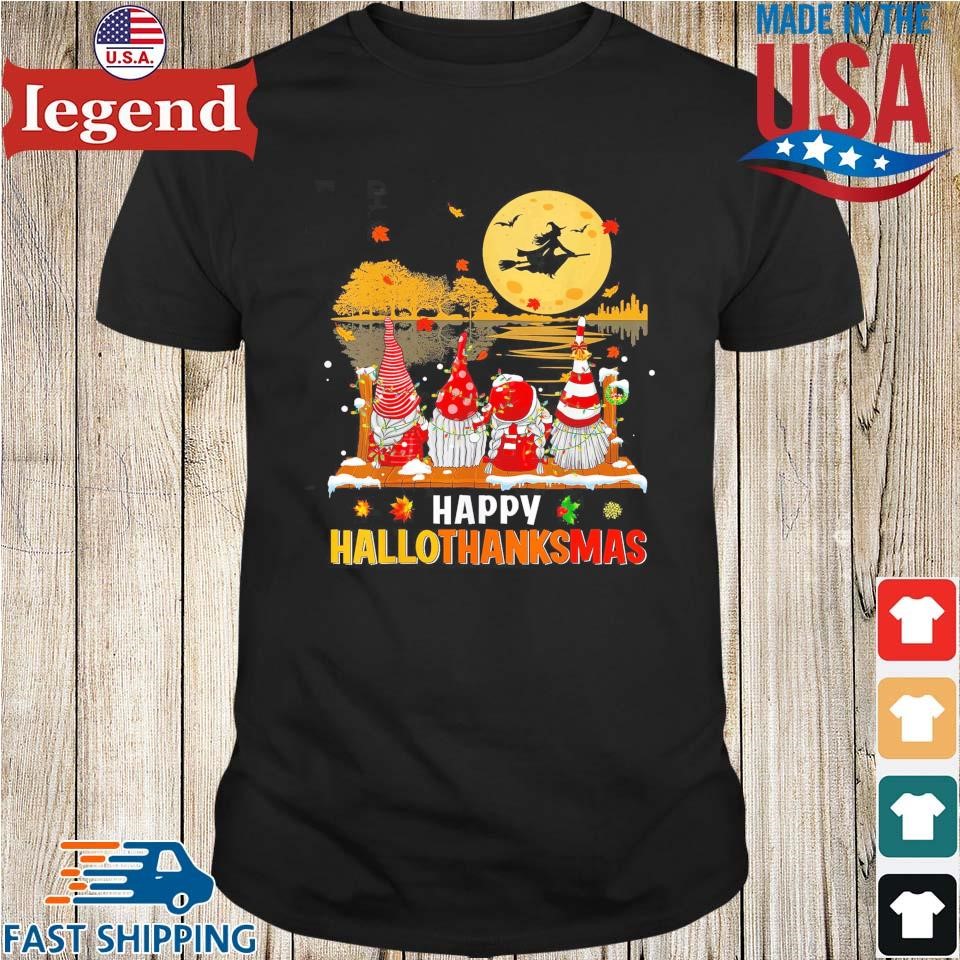 Funny Gnomes HalloThanksMas Thanksgiving Xmas Gnome Shirt