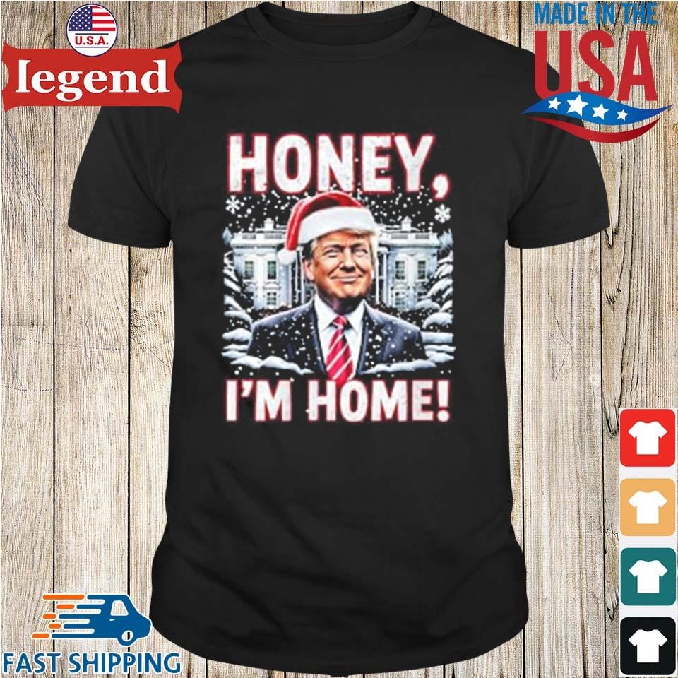 Funny Honey I'm Home Santa Christmas Trump 2024 Vintage Sweater