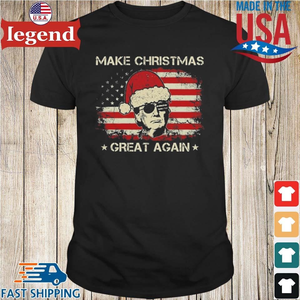 Funny Trump Make Christmas Great Again American Flag Sweater