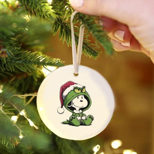 Grinch Disguise Snoopy Christmas Ornament