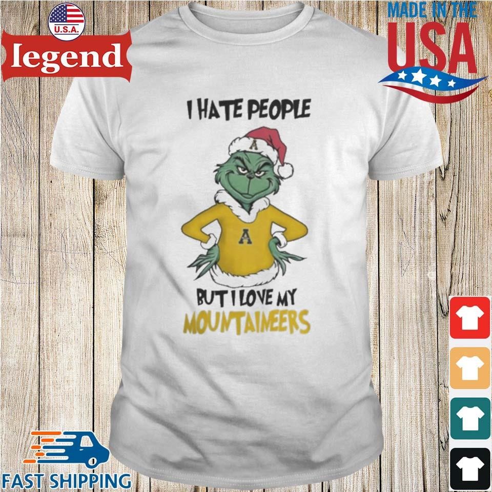 I Hate People But I Love My Appalachian State Mountaineers Grinch Merry Christmas Shirt