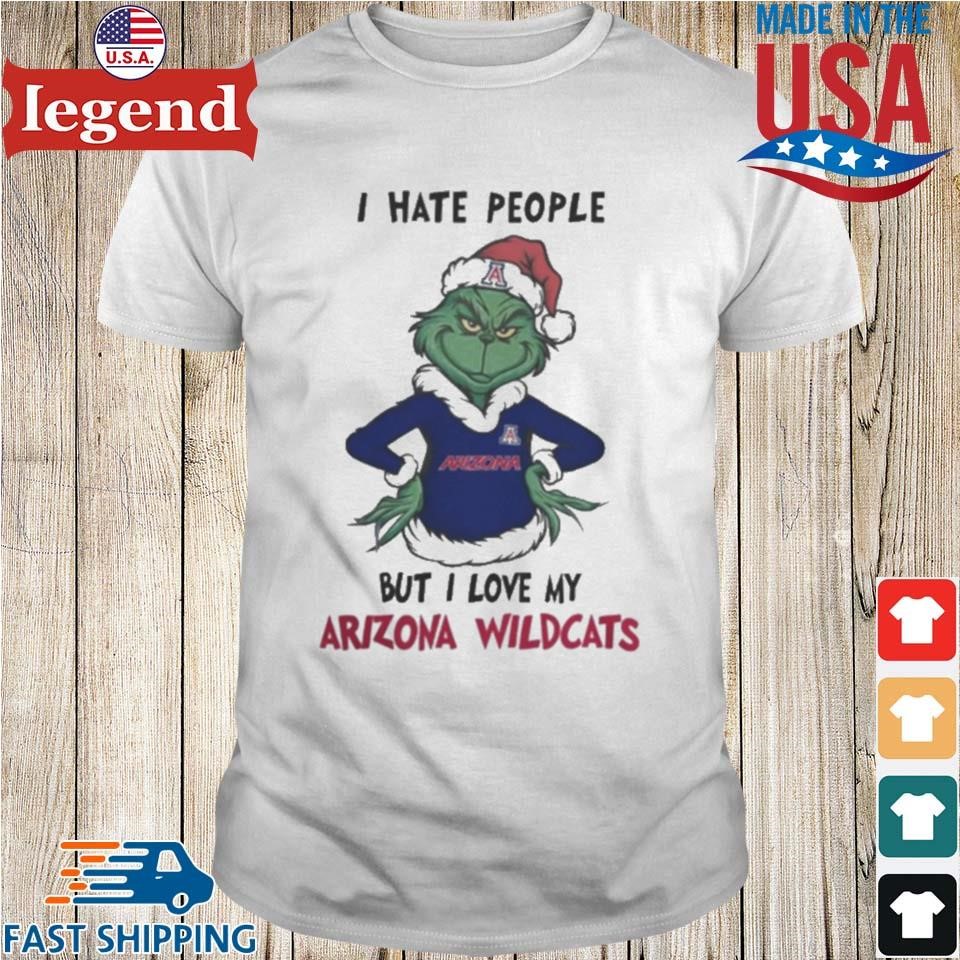 I Hate People But I Love My Arizona Wildcats Grinch Merry Christmas Shirt