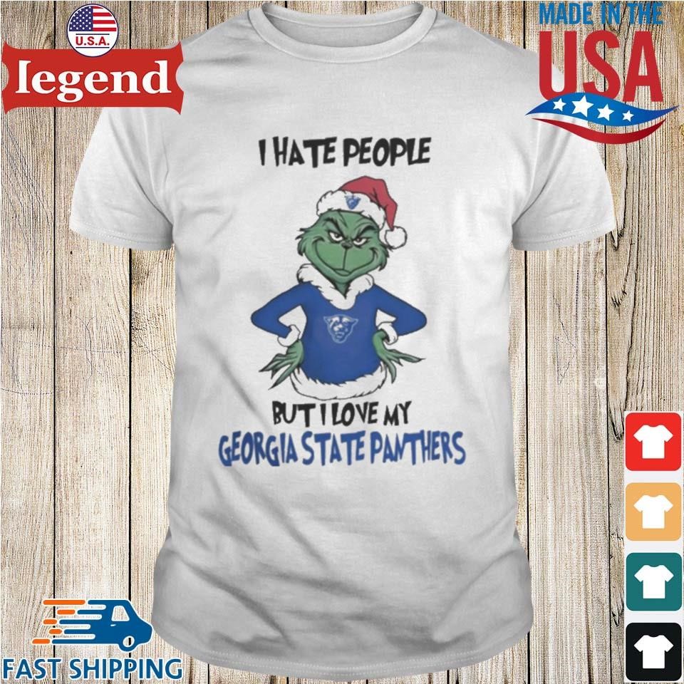 I Hate People But I Love My Georgia State Panthers Grinch Merry Christmas Shirt