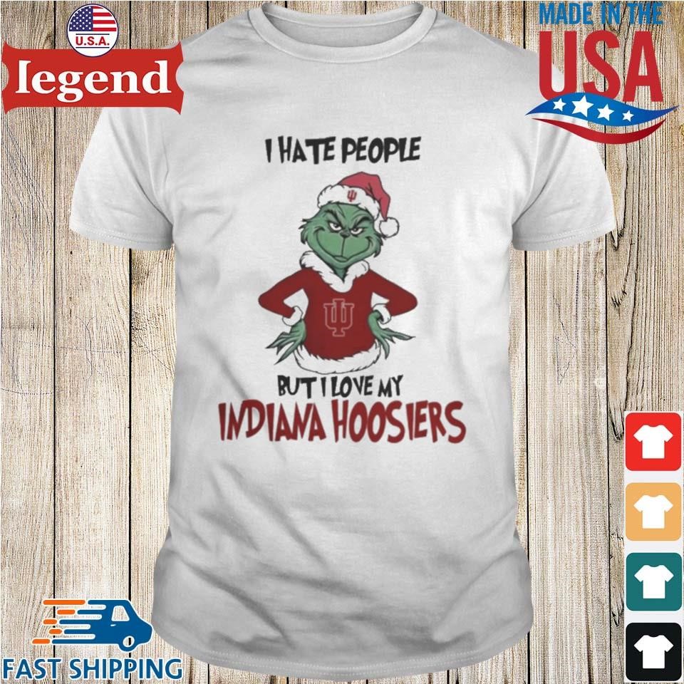 I Hate People But I Love My Indiana Hoosiers Grinch Merry Christmas Shirt