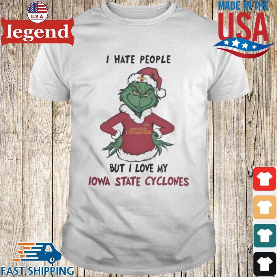 I Hate People But I Love My Iowa State Cyclones Grinch Merry Christmas Shirt