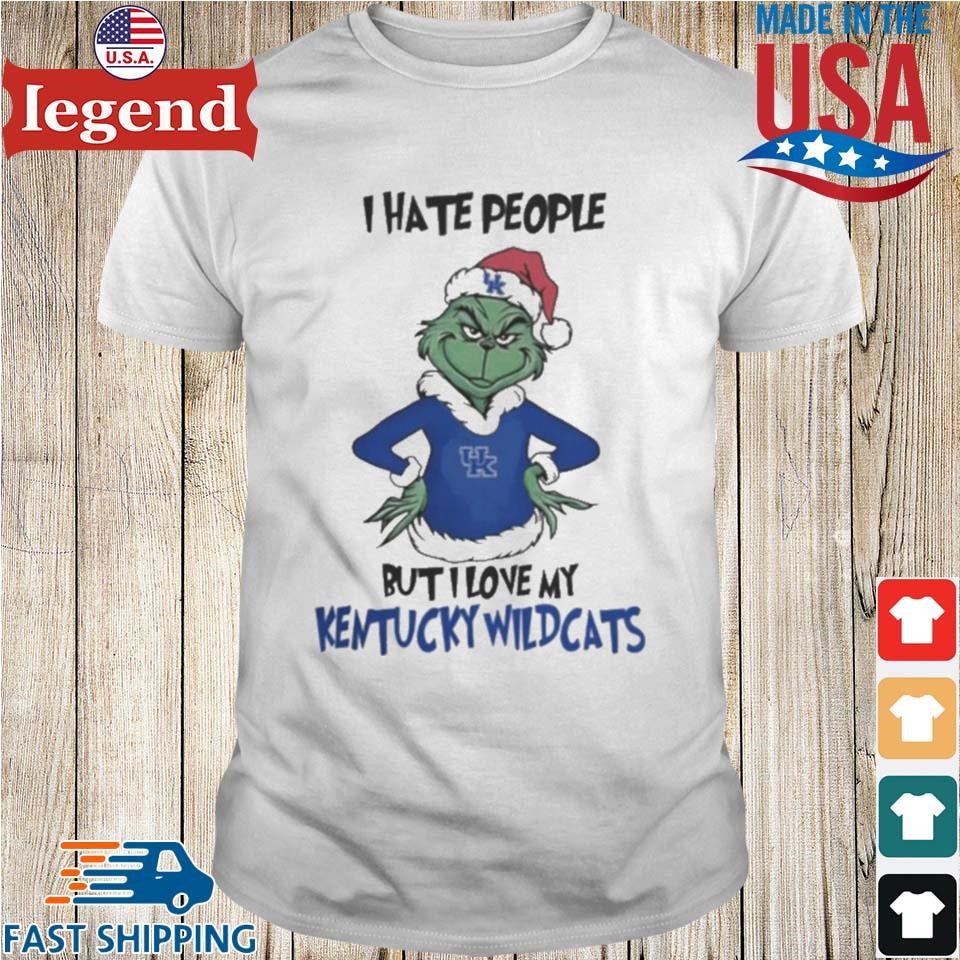 I Hate People But I Love My Kentucky Wildcats Grinch Merry Christmas Shirt