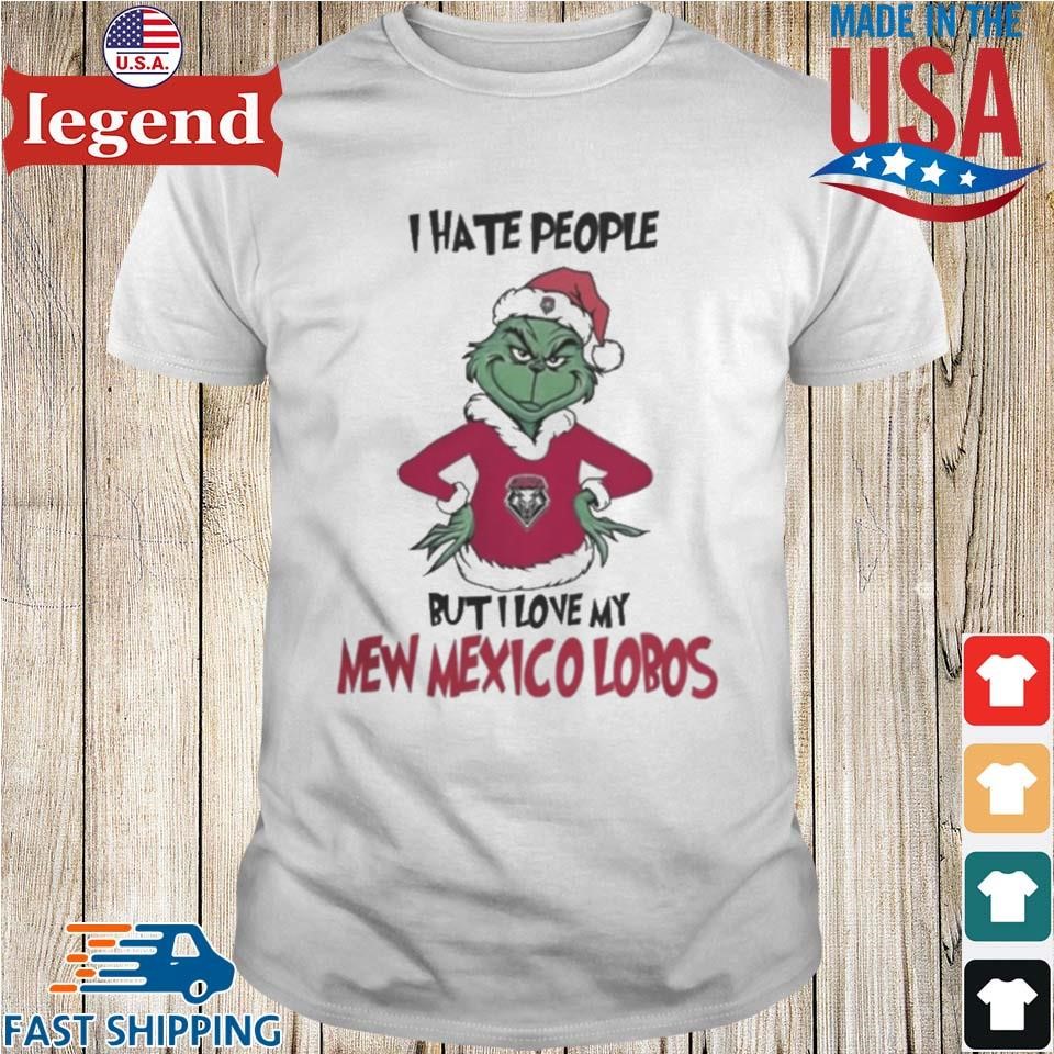 I Hate People But I Love My New Mexico Lobos Grinch Merry Christmas Shirt